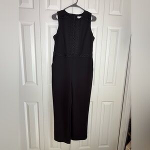 Spense Jumpsuit One Piece Office Embroidered Pockets Straight Leg Women's Sz 8